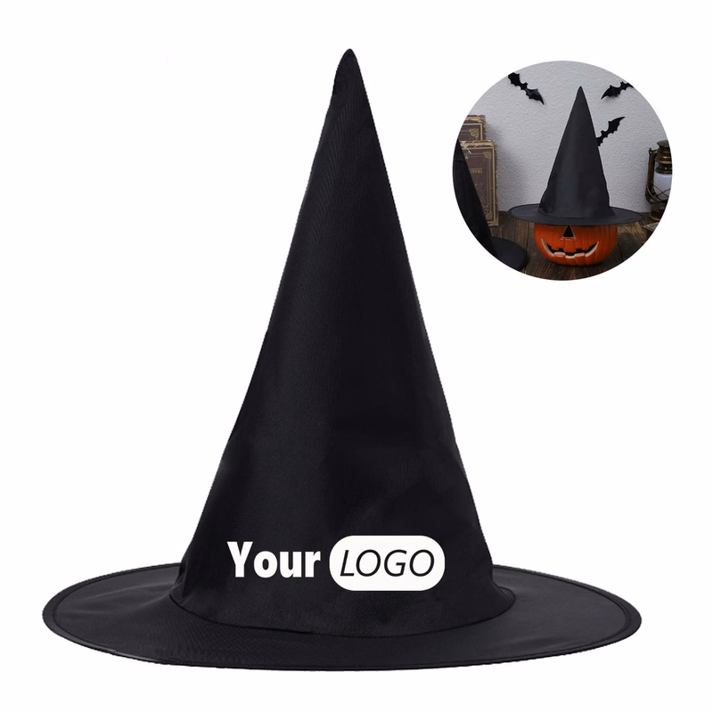 Black Polyester Witch Hat For Halloween Occasion