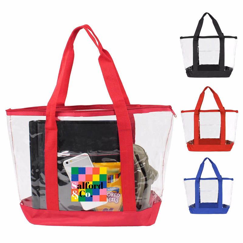 Clear Zipper Boat Tote with Front Pocket