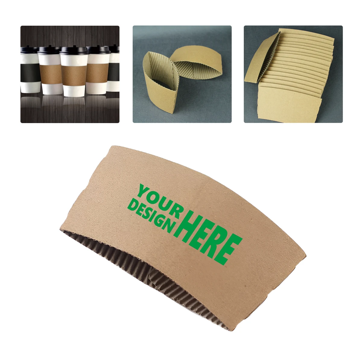 MOQ50 Custom Kraft Paper Coffee Cup Sleeve for Insulation 1