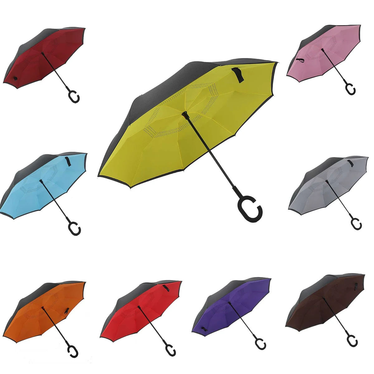 Reverse Self Standing Windproof Inverted Reversible Umbrella 1