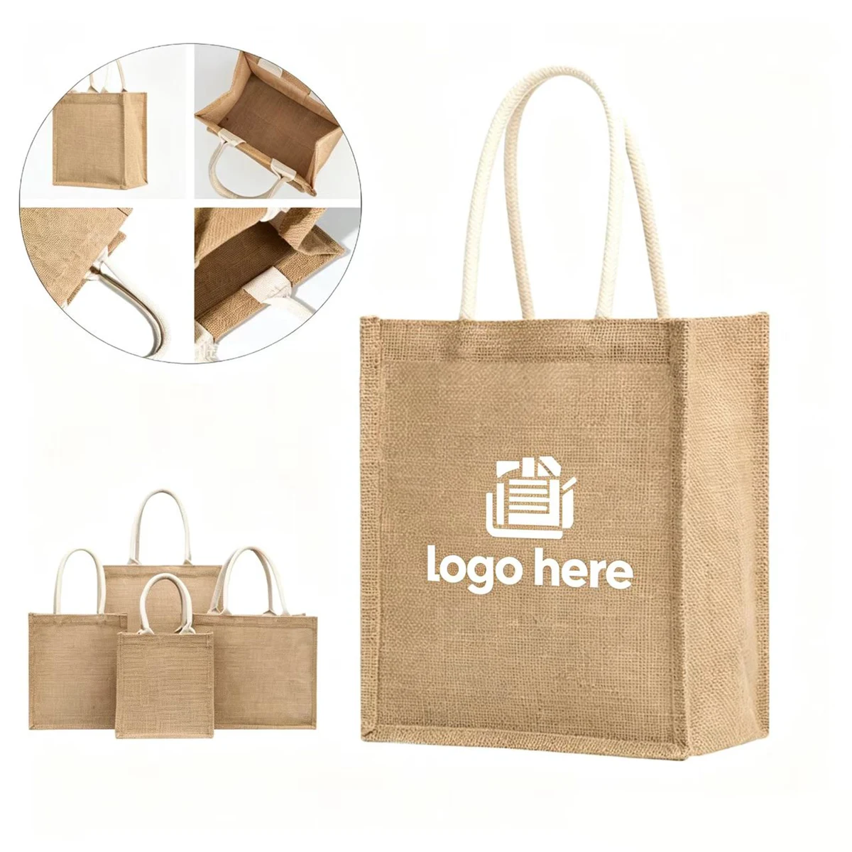 Natural Linen Shopping Bag, custom tote bag with logo imprint 1