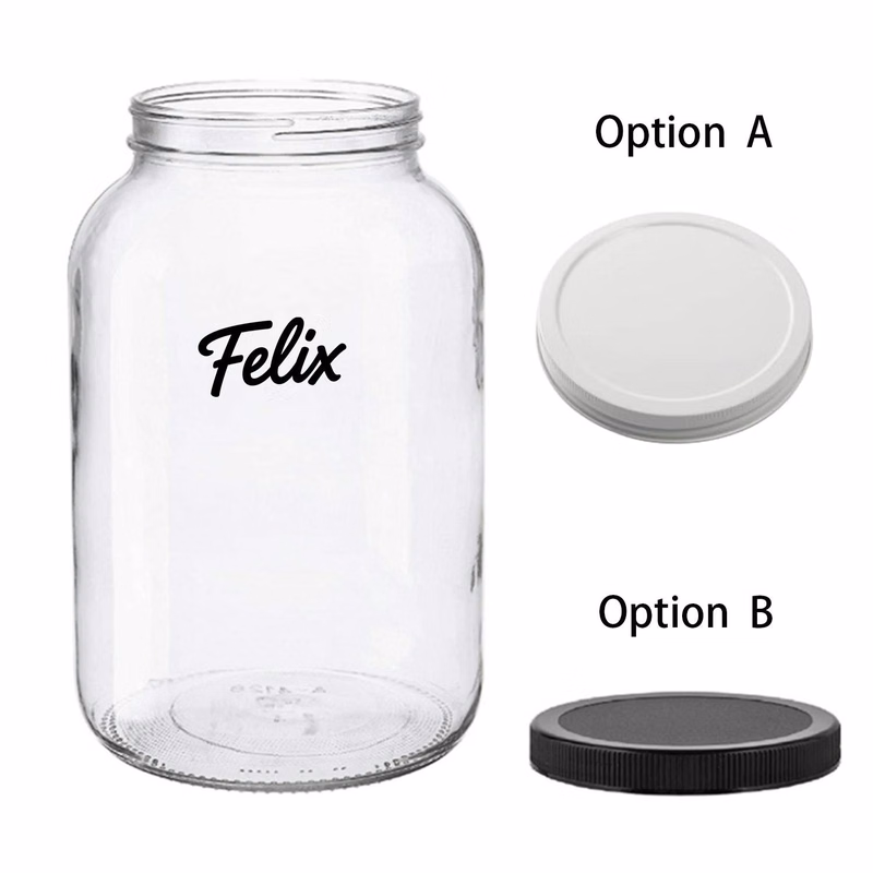 1 Gallon Plastic Lid Glass Mason Jar