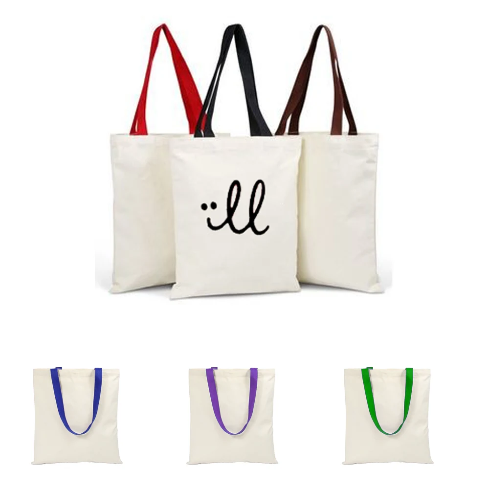Poly-Cotton Tote Bag with Color Handles, custom tote bag with logo imprint 1