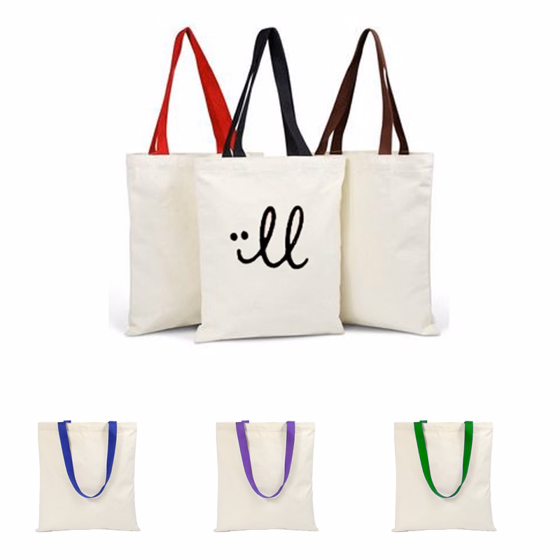 Poly-Cotton Tote Bag with Color Handles