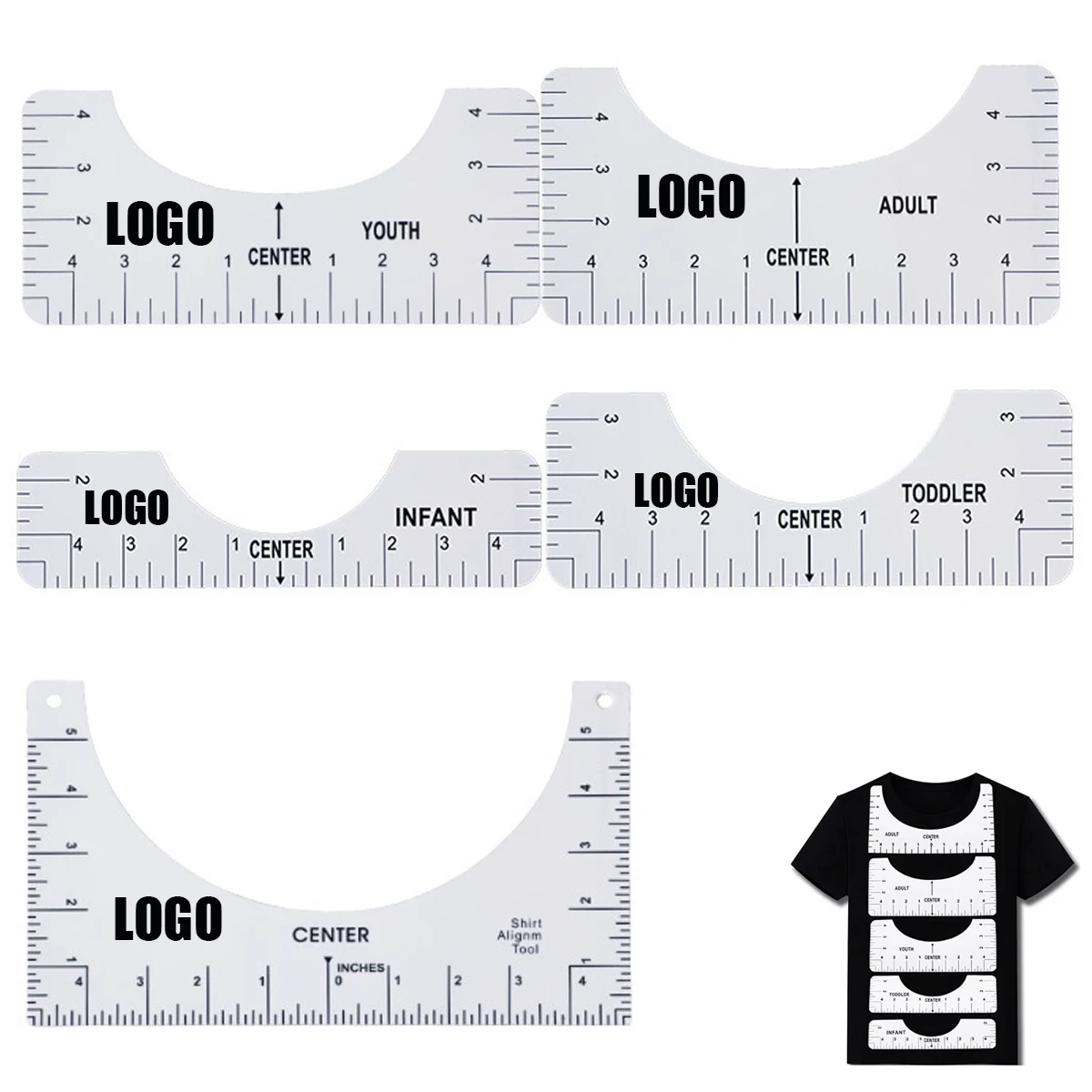 5 Pcs of PVC T Shirt Rulers 1