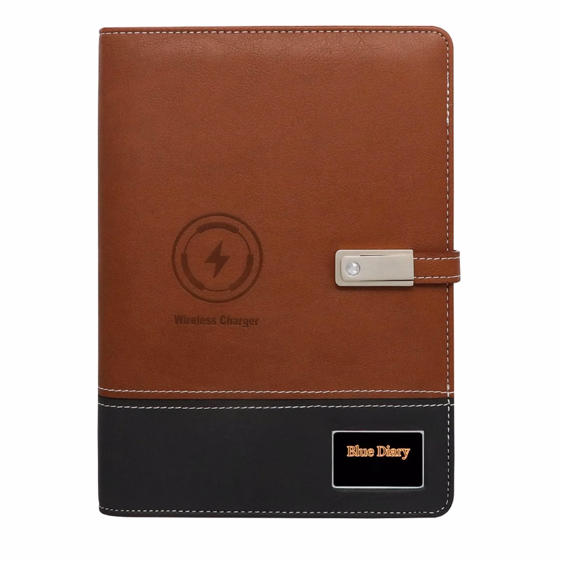 PU Leather Notepad w/ 8000mAh Power Bank & Wireless Charger