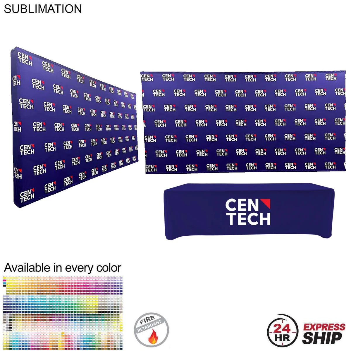 24Hr Express -Tradeshow booth package Ultra, 15' Straight Wall with Wrap End Caps & 8' tablecloth 1