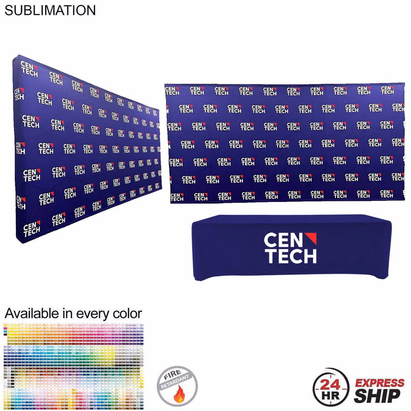 24Hr Express -Tradeshow booth package Ultra, 15' Straight Wall with Wrap End Caps & 8' tablecloth