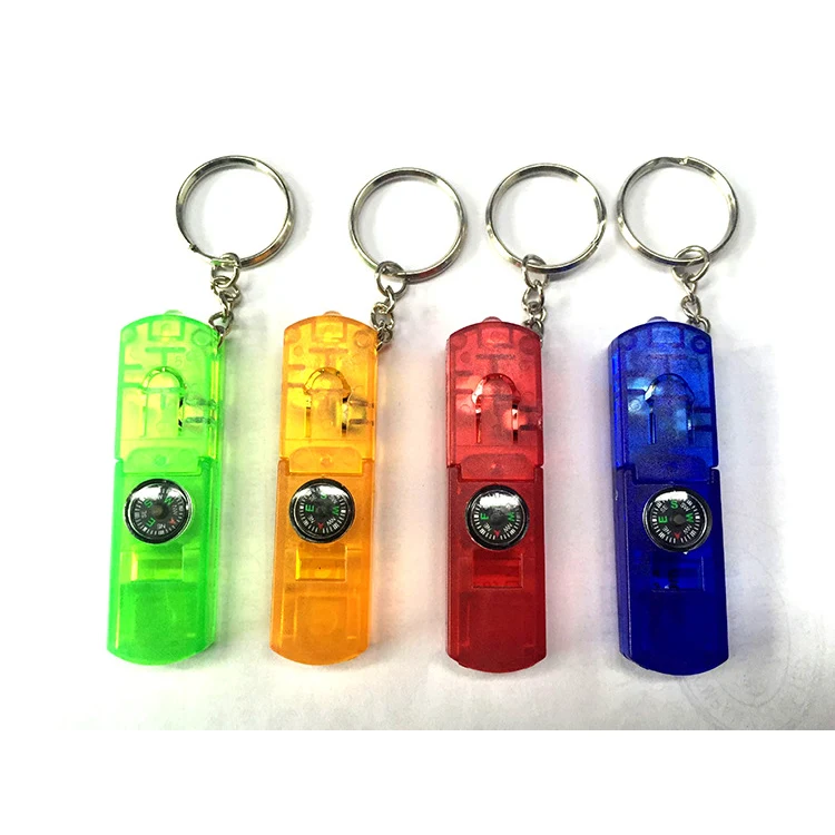 Whistle key chain with LED light with compass. 1