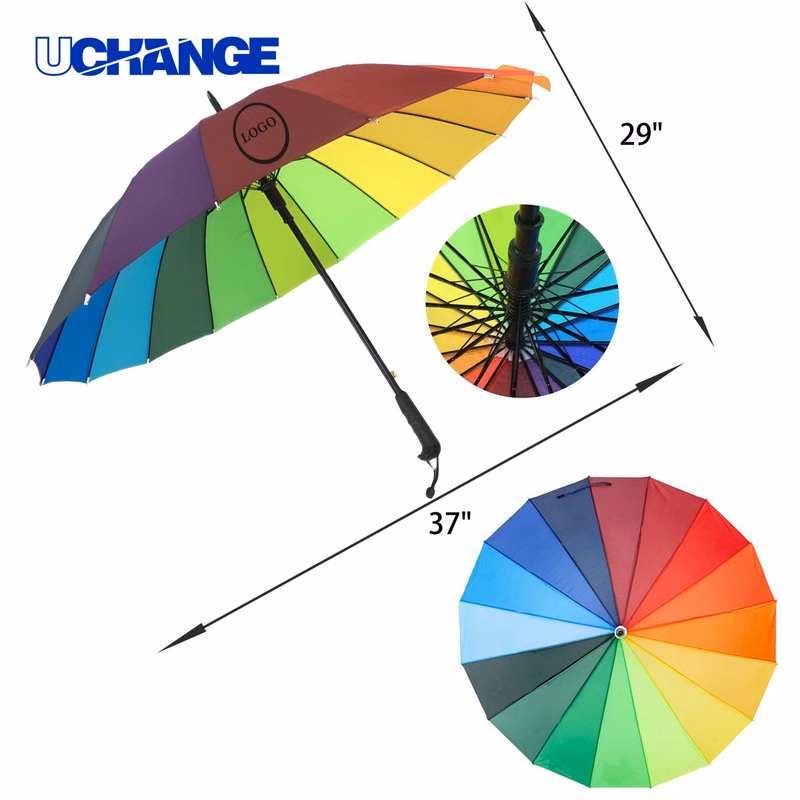 Stylish 16 Ribs Rainbow Umbrella