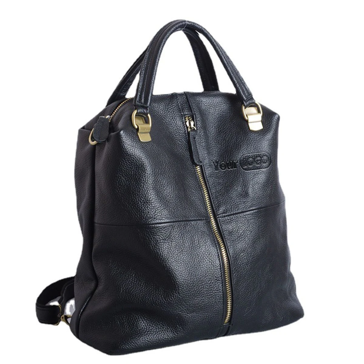 Genuine Leather Large capacity black backpack 1