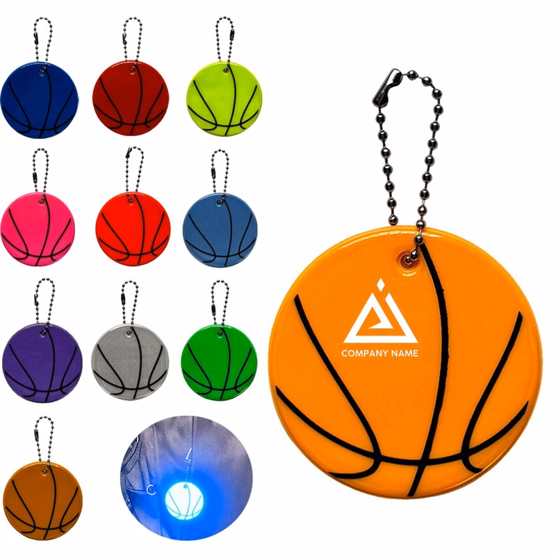 PVC Light Reflective Basketball Pendant Keychain Safety