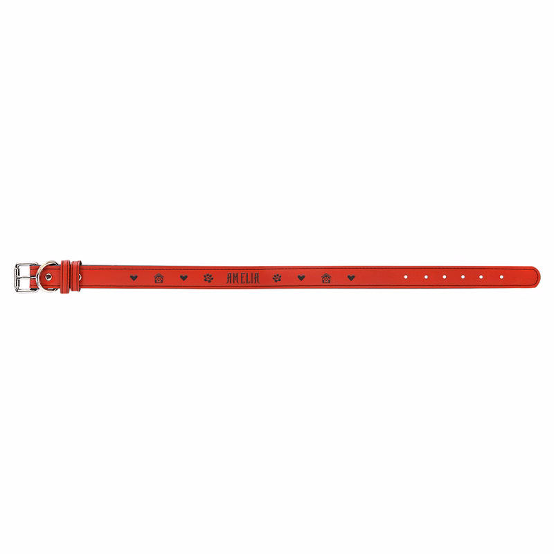 27" x 1 1/4" Red Leatherette Dog Collar