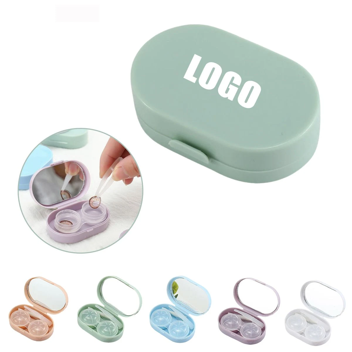 Portable Contact Lens Case With Mirror, medical promotional item with logo imprint 1