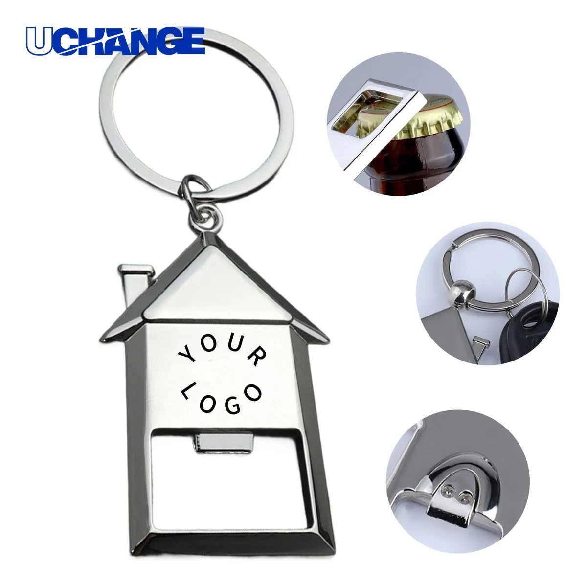 Bottle Opener Tool Keychain Metal House Shape 1
