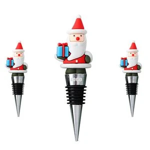 Durable Santa Claus PVC Gift Box Wine Cork Bottle Stopper 1