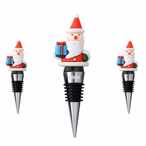Durable Santa Claus PVC Gift Box Wine Cork Bottle Stopper