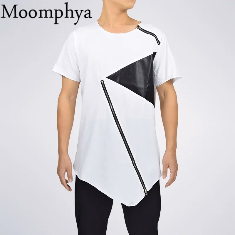 Custom Cut and Sew Leather Patch Scoop Tee