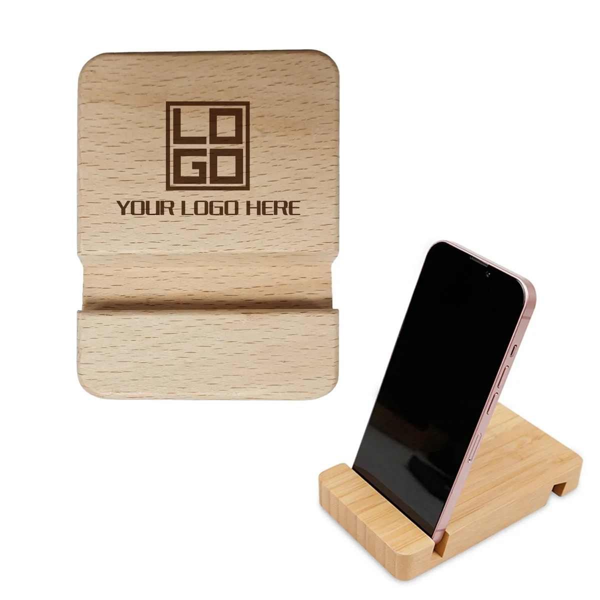 Wooden Block Desktop Phone Stand 1