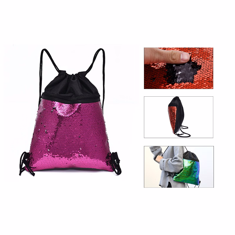 Mermaid Reversible Sequin Drawstring Backpack Glitter 