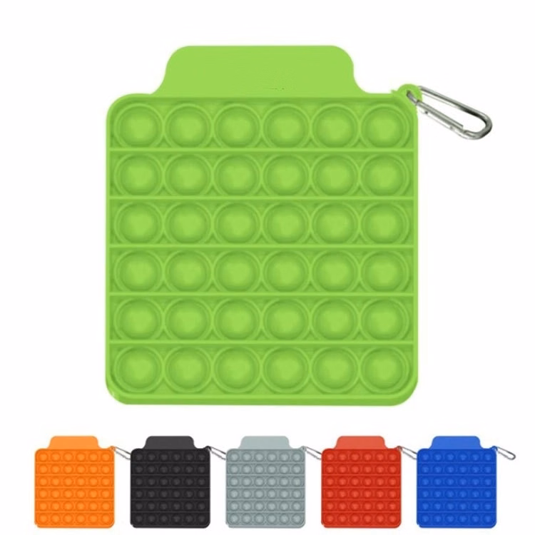 Square Popper Silicone Fidget Toy with Keychain