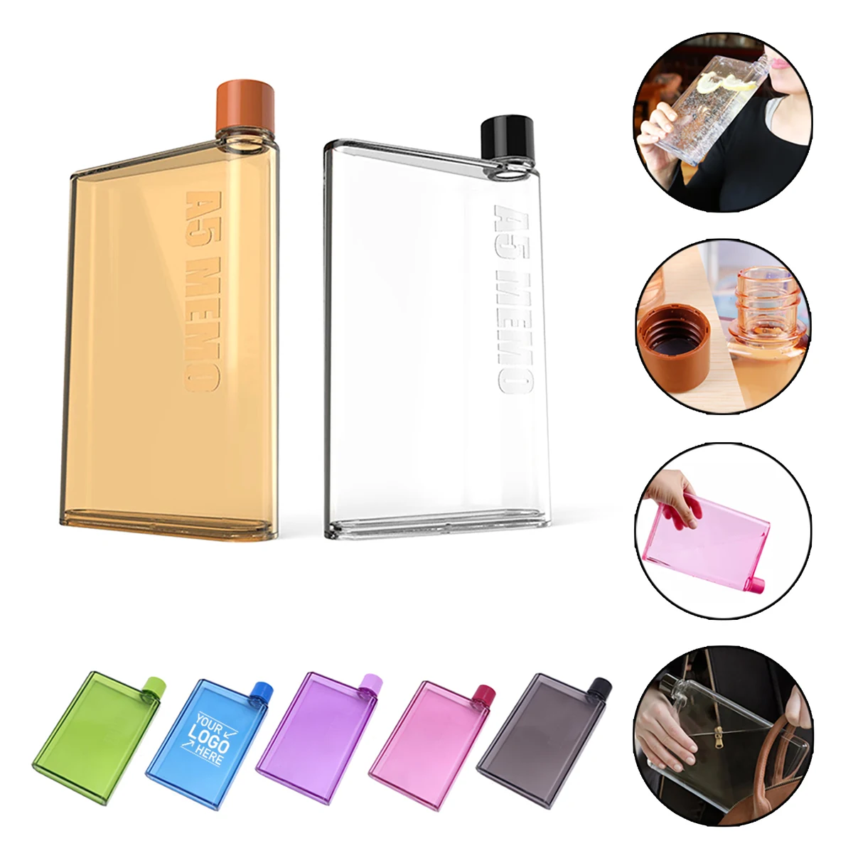 14 Oz. A5 Notebook Flat Plastic Water Bottle 1