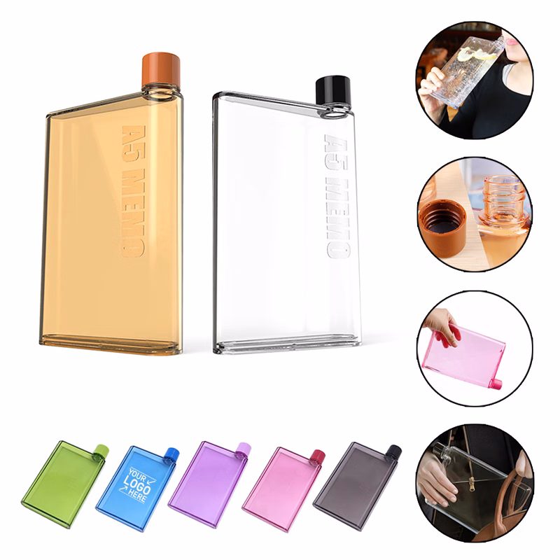 14 Oz. A5 Notebook Flat Plastic Water Bottle