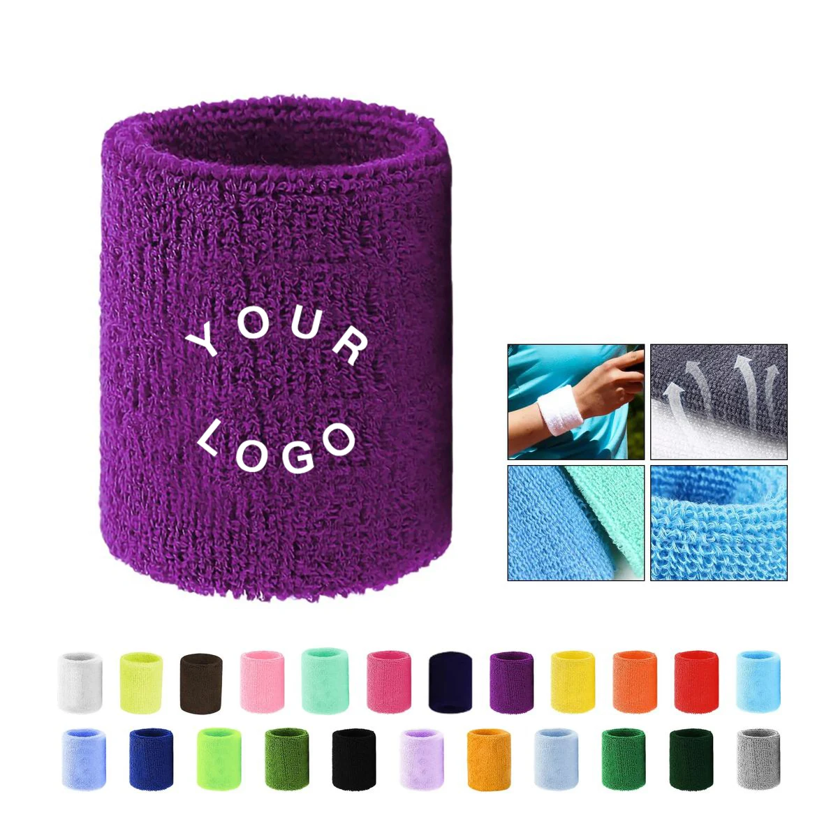 Absorbent Cotton Wrist Sweatband for Men and Women 1