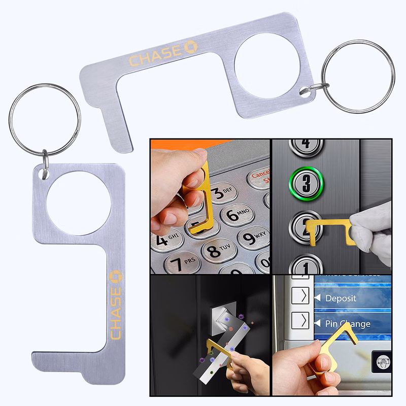 PPE Stainless Steel Door Opener Closer No-Touch w/ Key Chain
