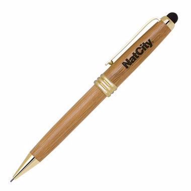 Eco-Friendly Bamboo Stylus Pencil with Gold Trim