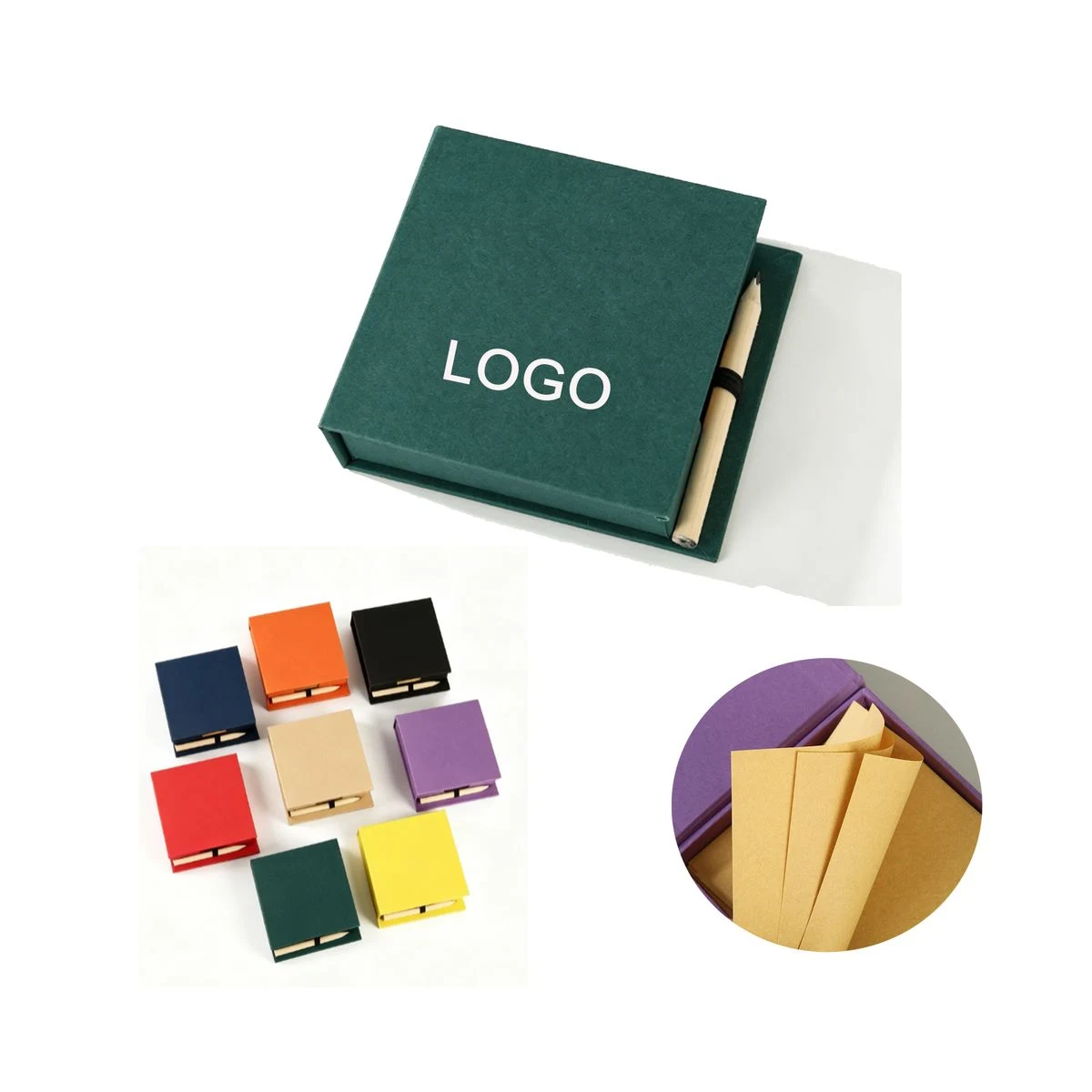 Colorful Kraft Flip Memo Box For Custom Logo Imprint 1