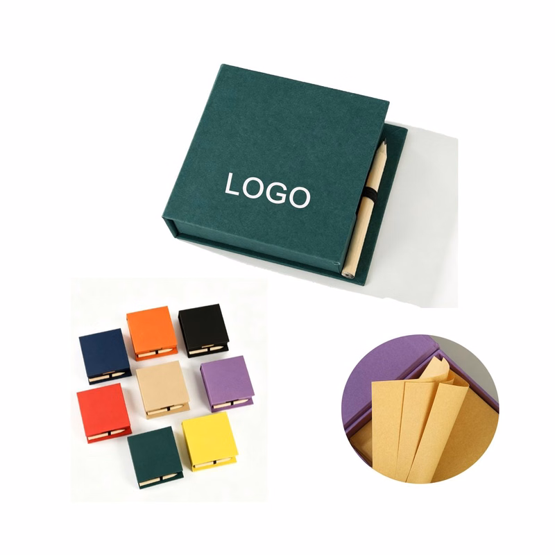 Colorful Kraft Flip Memo Box For Custom Logo Imprint