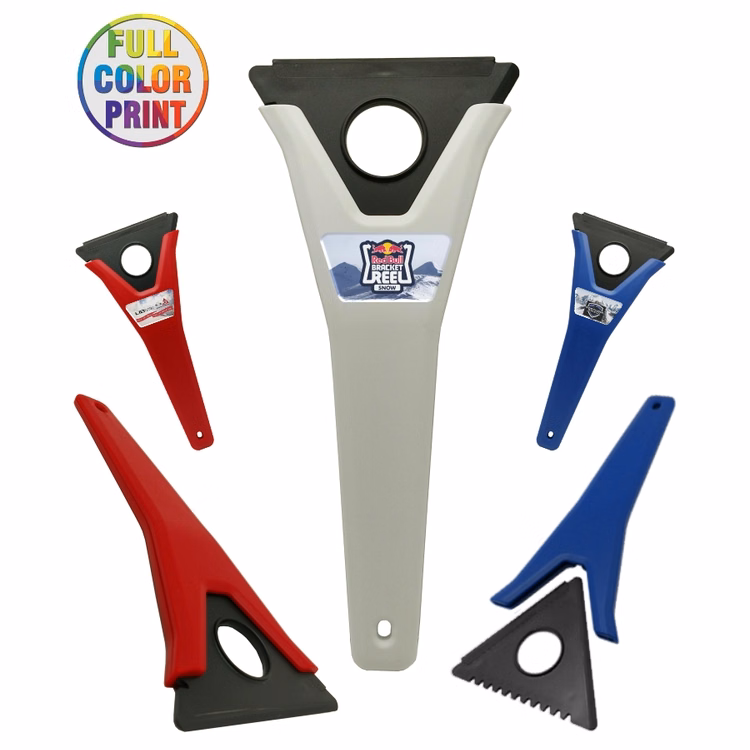 3-in-1 Ice Scraper with Interchangeable Blades - Full Color Dome Print