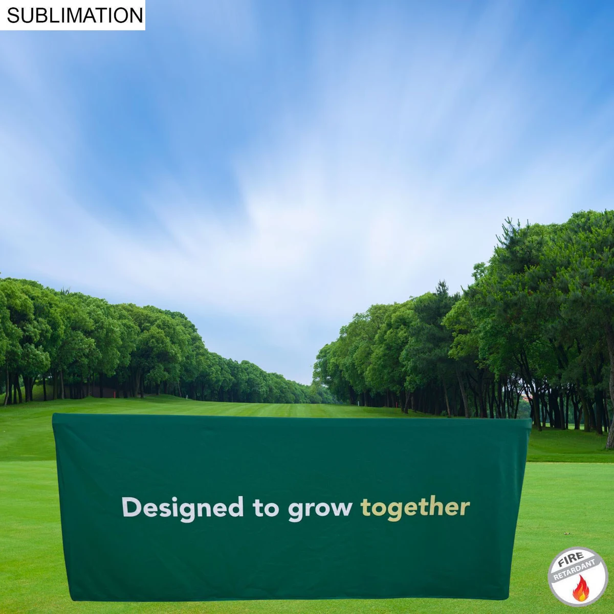 Outdoor Use Sublimated PREMIUM Box Style Fitted Table Cloth for 6' Table, 4 sided, Closed Back 1