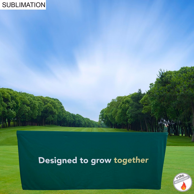 Outdoor Use Sublimated PREMIUM Box Style Fitted Table Cloth for 6' Table, 4 sided, Closed Back