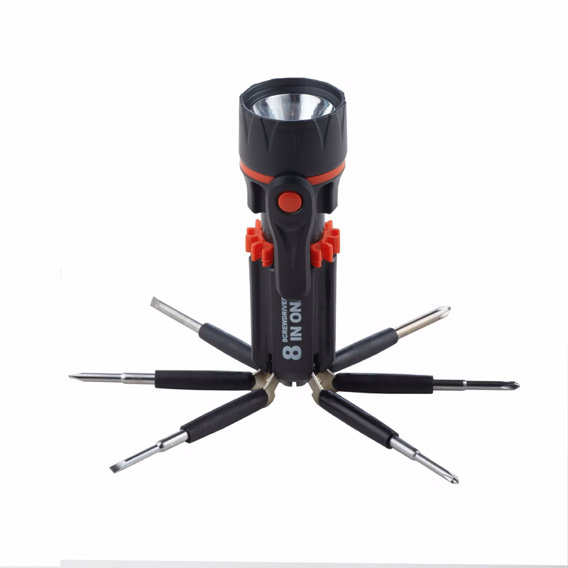 Multi functional screwdriver with strong flashlight