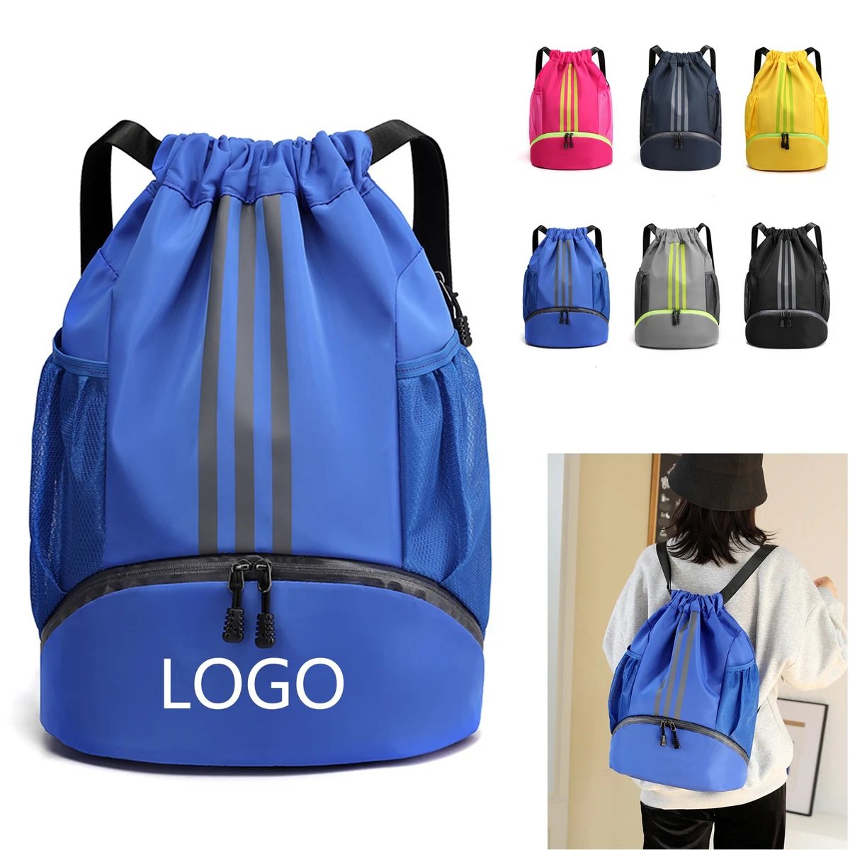 Oxford Waterproof Drawstring Backpack Sports Gym Bag 1