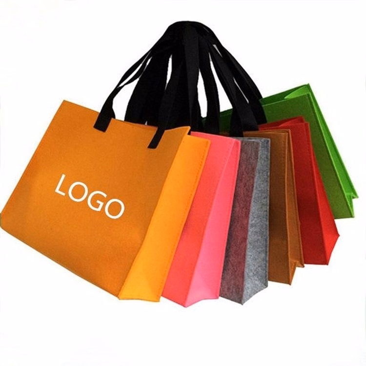 Custom Felt Shopping Bag/ Tote Bag with Black Handle