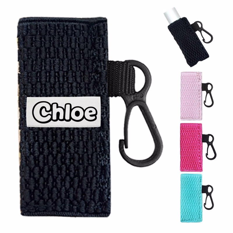 Elastic Knit Lip Balm Sleeve Holder Keychain