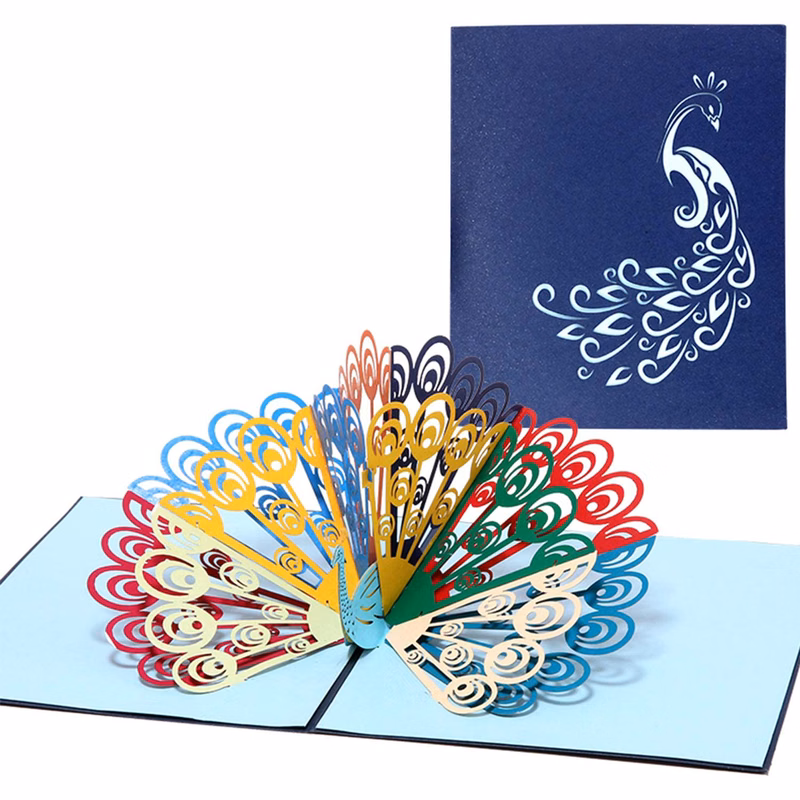 Colored Peacock Pop up Card