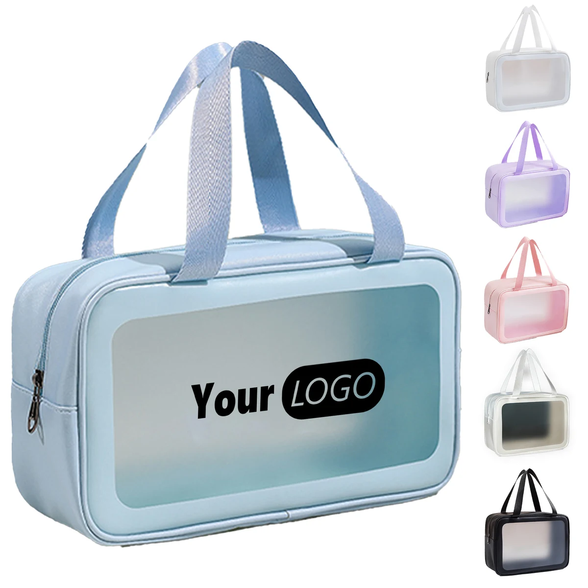 Pvc Customized Portable Frosted Waterproof Hand-Held Toiletry Bag 1