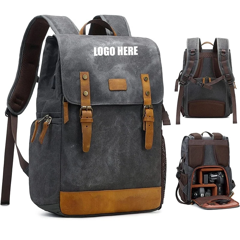 Canvas Camera Backpack 20L Vintage Style For Photographers 1