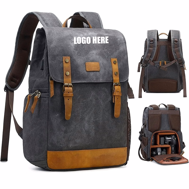 Canvas Camera Backpack 20L Vintage Style For Photographers