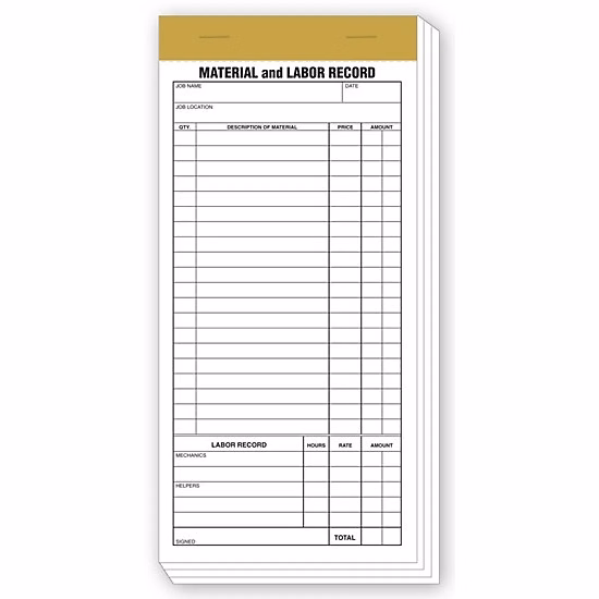 Material and labor records, compact