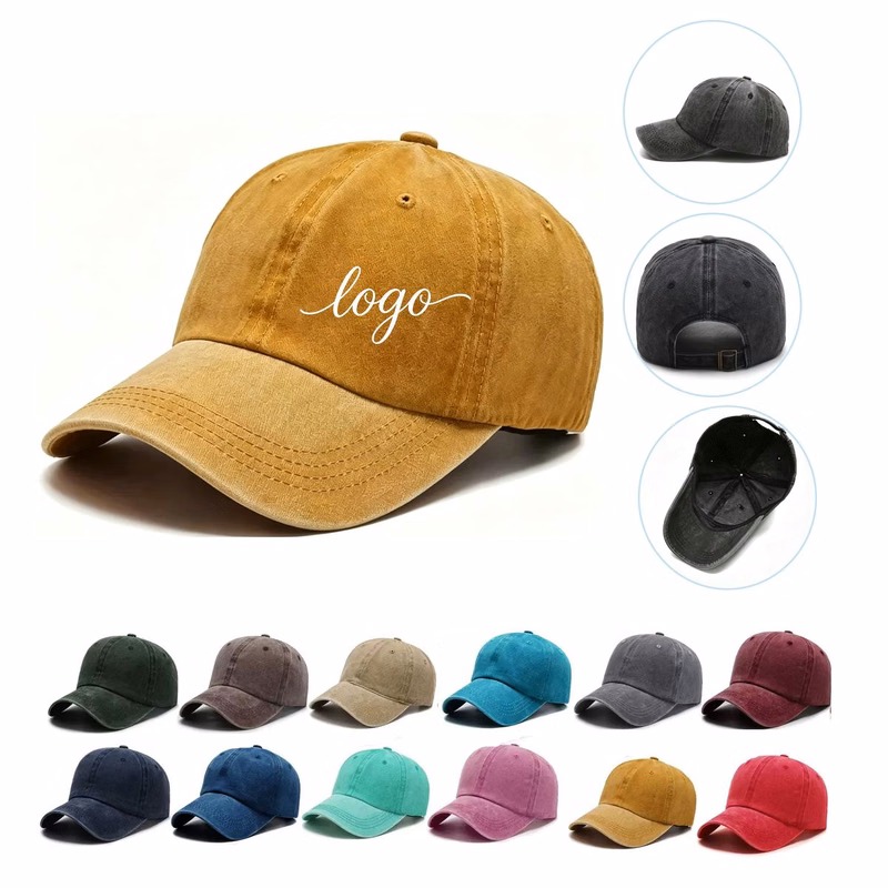 Full Color Washed Baseball Cap with Adjustable Buckle