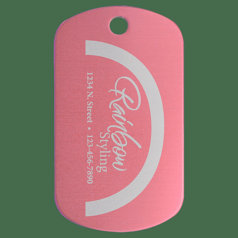 1" x 2" Pink Anodized Aluminum G.I. Tag