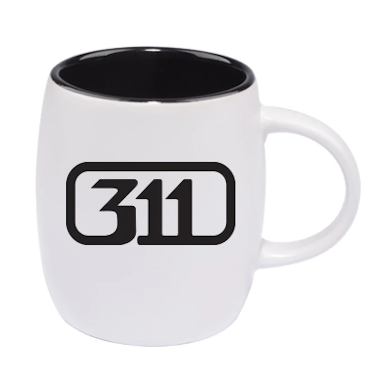 14 oz Vero Mug Black Gloss In - Silk White Out 1