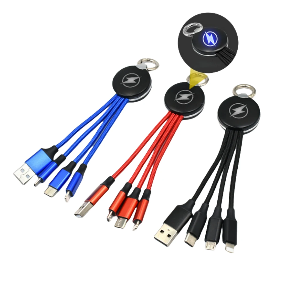 Multi Charging Cables with Round Carabiner 1
