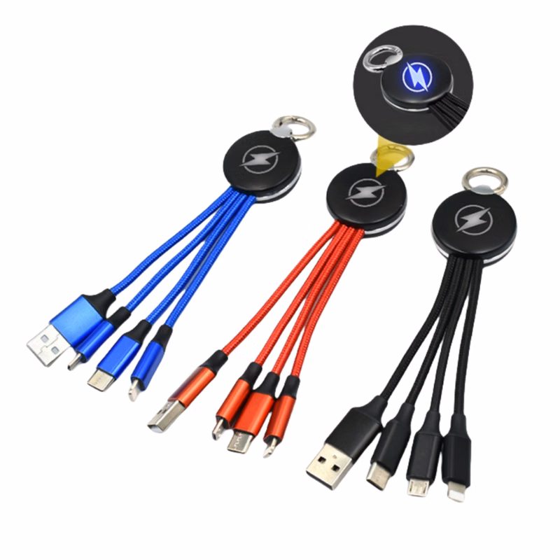 Multi Charging Cables with Round Carabiner