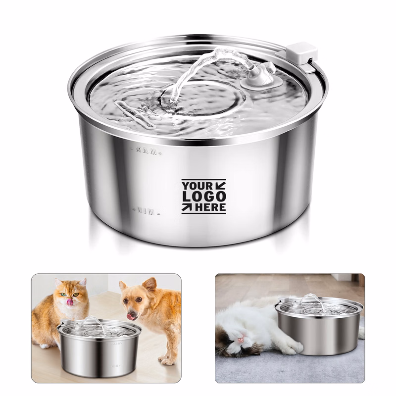 
3.2L/108ozAutomatic Stainless Steel Multi Pet Households Cat Water Fountain with Ultra Quiet Pump 